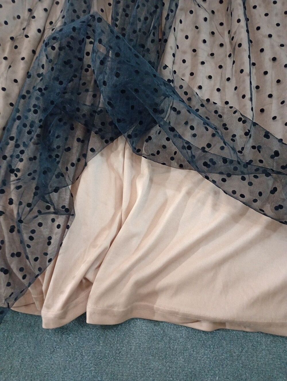 SHEIN CURVE Polka Dot Mesh Overlay Dress Black Tan Long Sleeve Party Event 1XL - Picture 12 of 16